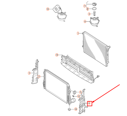 NEW VOLKSWAGEN JETTA A6 RADIATOR LEFT AIR GUIDE 5C6121283J ORIGINAL