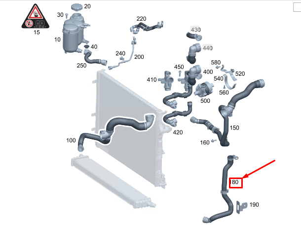 new mercedes-benz c w206 c43 amg engine coolant hose a2065013104 original