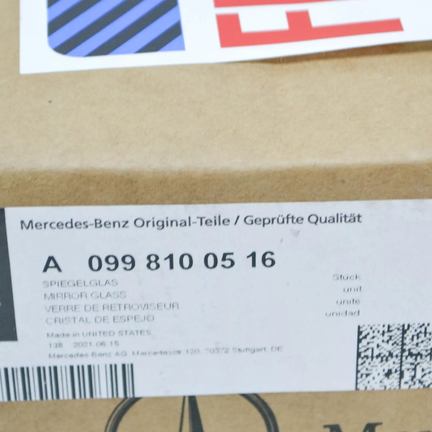 NEW MERCEDES-BENZ C W205 FRONT LEFT DOOR MIRROR GLASS LHD A0998100516 ORIGINAL
