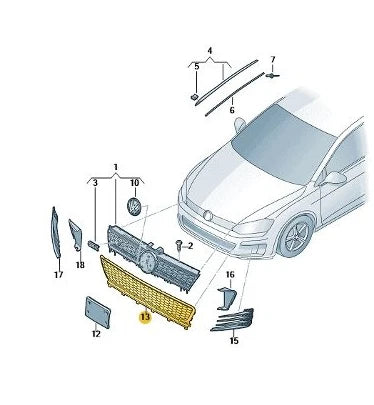 NEW VW GOLF MK5 FRONT BUMPER CENTER LOWER GRILLE 5G0853677C9B9 2015 ORIGINAL