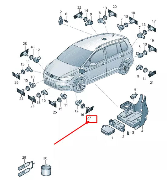 NEW VW TOURAN 5T LEFT OUTER PARKING SENSOR BRACKET 5TA919399AGRU