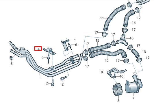 new volkswagen transporter t6 cooling line bracket 7h0815947a original