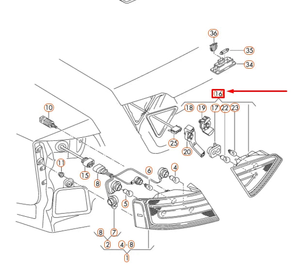 NEW AUDI A5 8T REAR RIGHT INNER TAILLIGHT 8T0945094B ORIGINAL