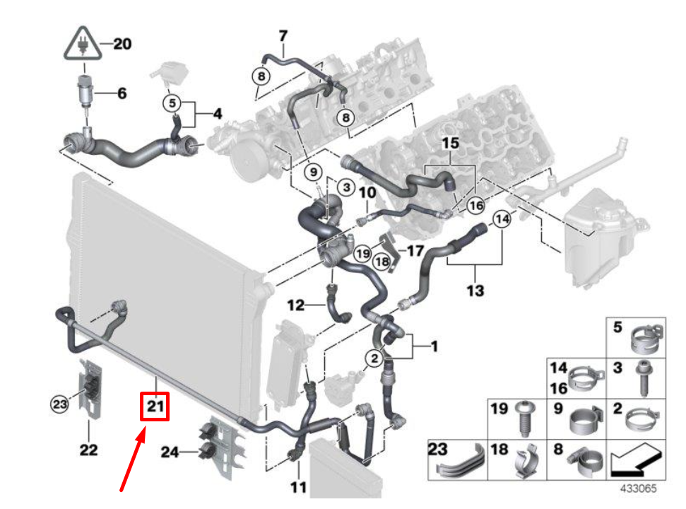 new bmw 7 f01, f02 coolant hose 17127600132 7600132 original