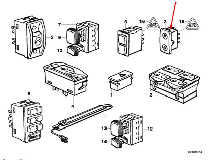 NEW BMW 5 E34 REAR WINDOW SWITCH BUTTON 61311379076 1379076 ORIGINAL