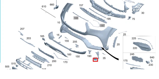 NEW MERCEDES-BENZ GLE W167 FRONT LEFT BUMPER COVER BRACKET A1678858506 ORIGINAL