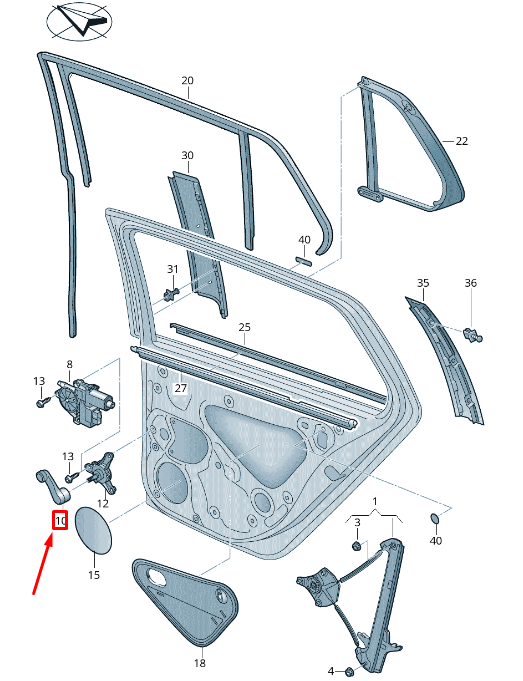 new volkswagen golf 5g mk7 rear door window crank 5g0839581a82v original