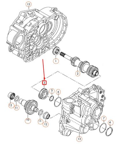 NEW VW GOLF 5K MK6 MANUAL TRANSMISSION INPUT SHAFT BEARING 02M311235A