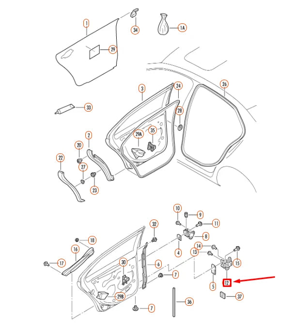 NEW VOLKSWAGEN JETTA A5 REAR LEFT DOOR LOWER HINGE 1K4833411Q ORIGINAL