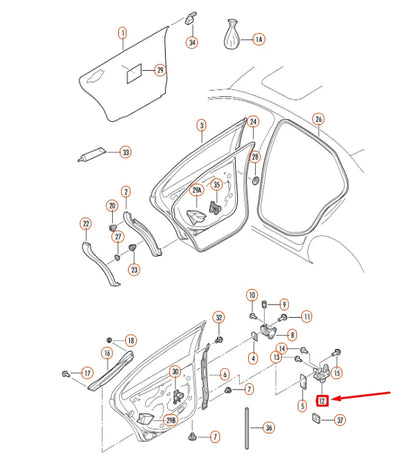 NEW VOLKSWAGEN JETTA A5 REAR LEFT DOOR LOWER HINGE 1K4833411Q ORIGINAL