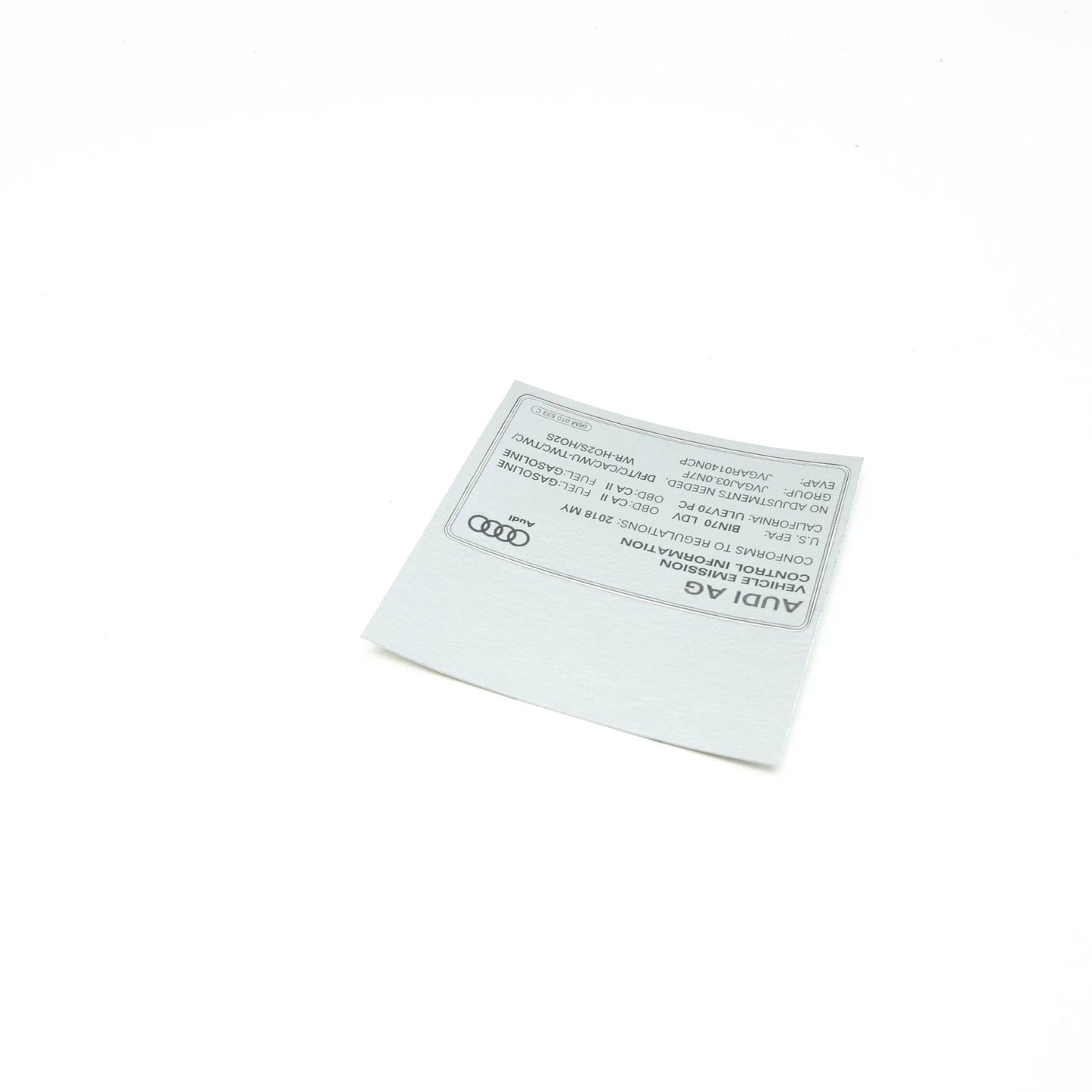 NEW AUDI A4 AVANT B9 EMISSION VALUES DATA PLATE 06M010533C ORIGINAL