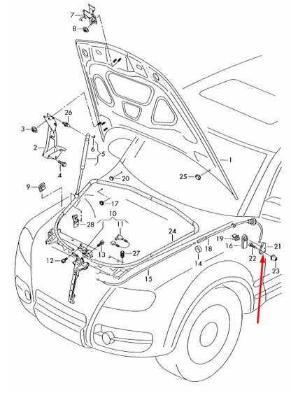NEW AUDI A1 8X BONNET RELEASE HANDLE BRACKET RHD 7L0823633G 2013 ORIGINAL