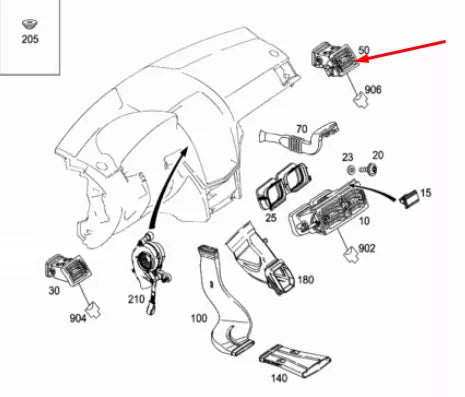 NEW MB C-CLASS W204 DASHBOARD RIGHT AIR VENT A20483013549116