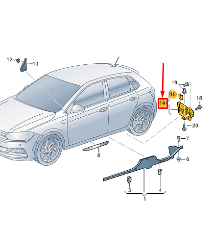 new vw polo aw mk6 rear left wheel arch cover trim 2g0854855a original