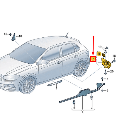 new vw polo aw mk6 rear left wheel arch cover trim 2g0854855a original