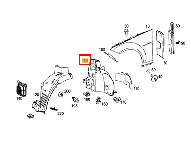 new mb c w204 front left wheel fender liner splash shield a2046904730 original