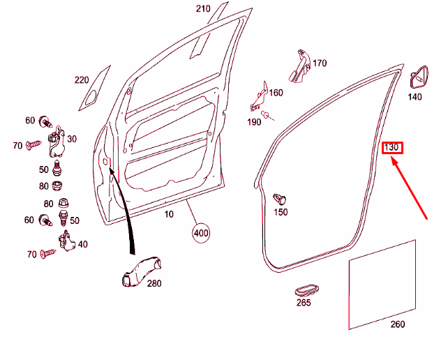 new mercedes-benz a w169 front right door seal a1697270430 original