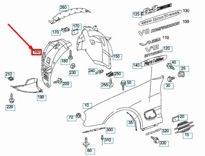 NEW MB SL R230 AMG FRONT RIGHT WHEEL HOUSE LINER FRONT PART A2306902430 ORIGINAL