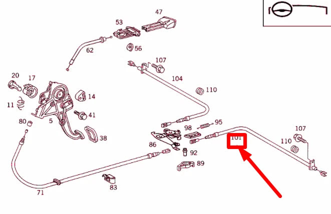 NEW MERCEDES-BENZ CLK C208 REAR LEFT PARKING BRAKE CABLE A2024202785 ORIGINAL