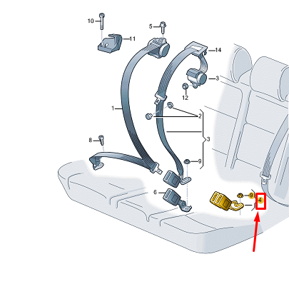 new vw golf cd mk8 rear seat belt buckle 8y0857739nmnb original