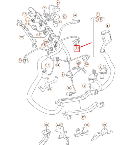 NEW AUDI A1 MK1 ENGINE WIRING SET FLAT CONTACT HOUSING 6 PIN 4H0973713 ORIGINAL