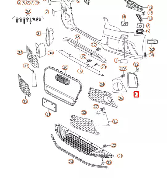 NEW AUDI A7 4GA RS7 FRONT LEFT LOWER GRILLE TRIM 4G8807795T94 GENUINE