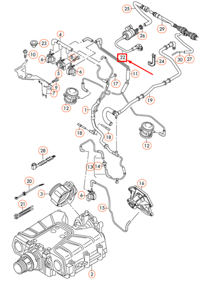 NEW AUDI A4 B8 CONNECTING TUBE WITH AKF VALVE 06E133781K ORIGINAL