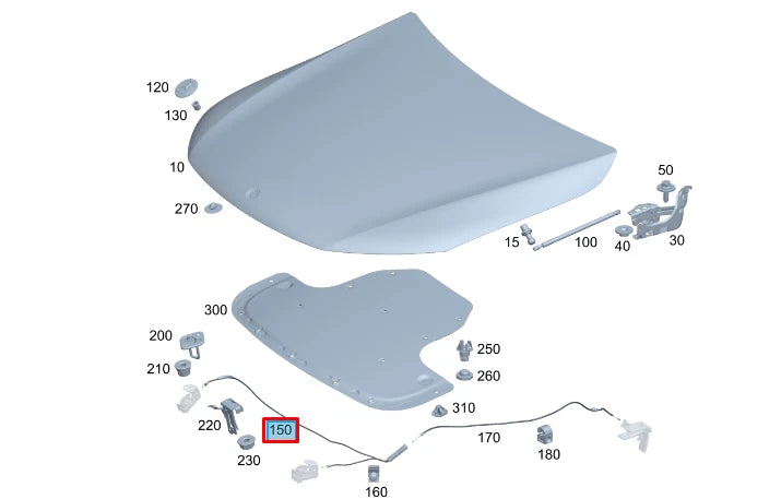 NEW MERCEDES-BENZ EQC FRONT BONNET HOOD LID LOCK CABLE A2938806000 ORIGINAL