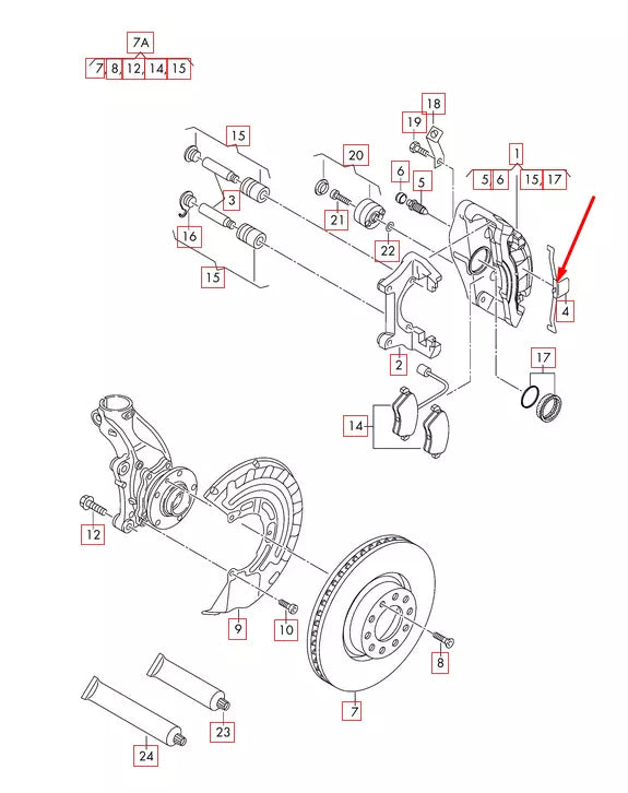 NEW AUDI A3 S3 8P FRONT BRAKE CALIPER RETAINER SPRING 8P0615269