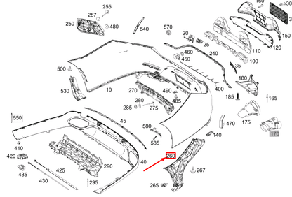 new mercedes-benz cls c257 rear right bumper lateral support a2578805300