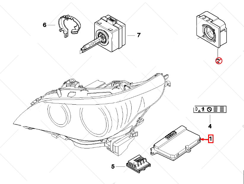 new bmw 5 e60 front left headlight xenon ecu control unit 63126937223 original