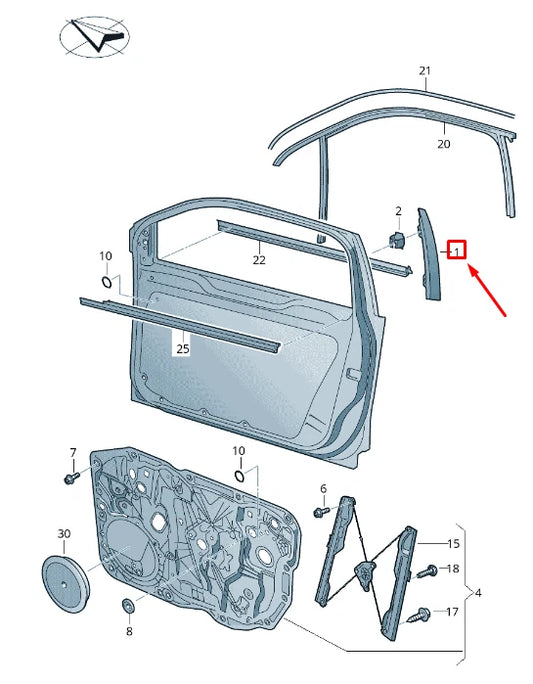 NEW VW TOUAREG 7P MK2 FRONT RIGHT DOOR B-PILLAR FRAME TRIM 7P6837902B041