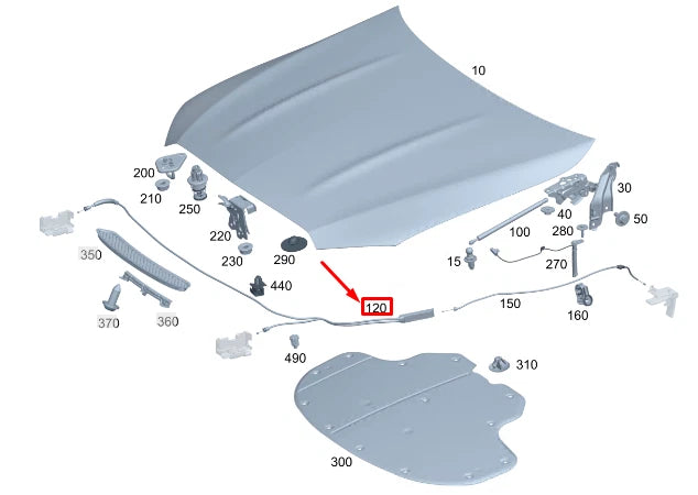 NEW MERCEDES-BENZ C W206 FRONT BONNET LOCK CABLE A2068801400 ORIGINAL