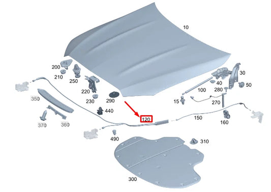 NEW MERCEDES-BENZ C W206 FRONT BONNET LOCK CABLE A2068801400 ORIGINAL