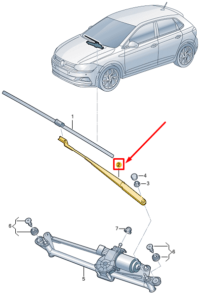 new vw polo aw mk6 front right wiper blade arm rhd 2g2955410a03c original