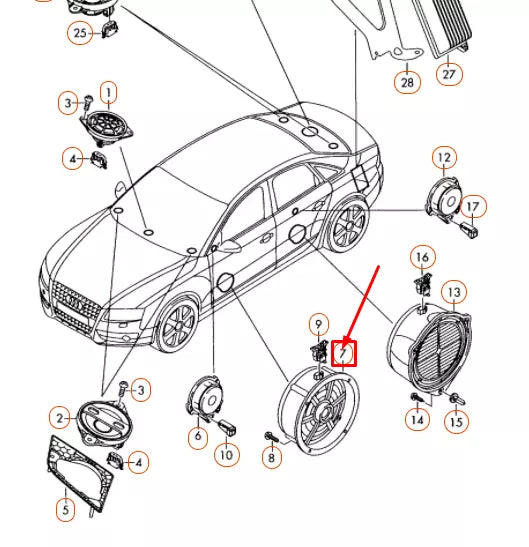 NEW AUDI A4 B8 FRONT DOOR MID-RANGE BASS SPEAKER 8T0035415