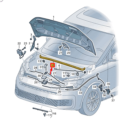 new vw caddy sb mk4 bonnet water box seal 2k7823723 original