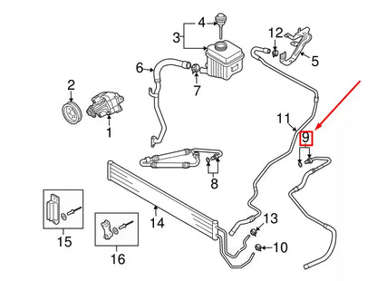 NEW AUDI Q7 4L LOWER POWER STEERING RETURN HOSE LHD 7L8422891B ORIGINAL