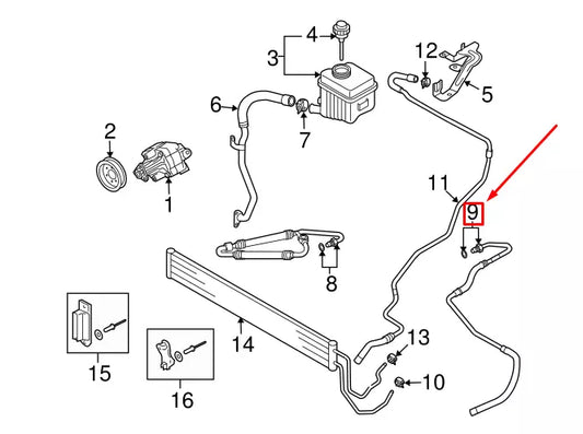NEW AUDI Q7 4L LOWER POWER STEERING RETURN HOSE LHD 7L8422891B ORIGINAL