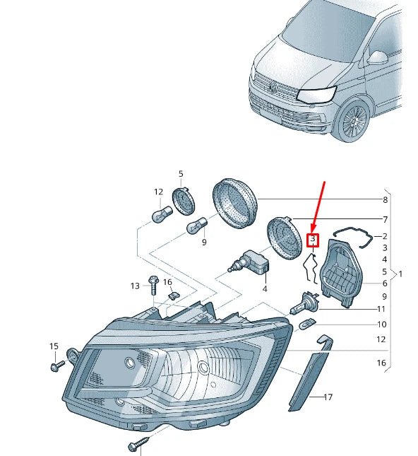 NEW VW TRANSPORTER VI T6 FRONT HEADLAMP RETAINING CLIP 7E0941160A