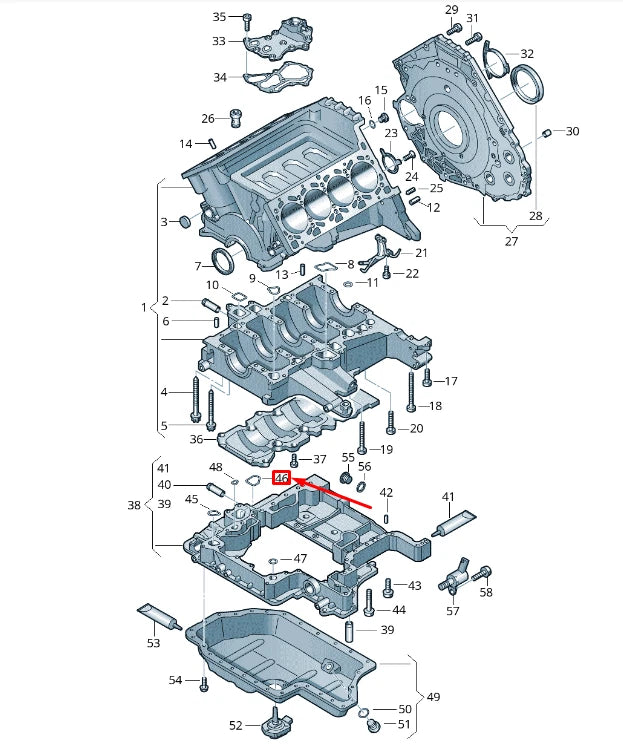 NEW VW TOUAREG 7P MK2 CRANKCASE HOUSING SEAL 079103121BK ORIGINAL