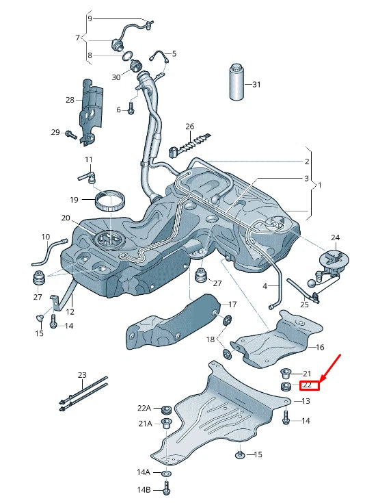 NEW VW TOUAREG CR FUEL STRAP REAR RUBBER BUSH 8K0201840C