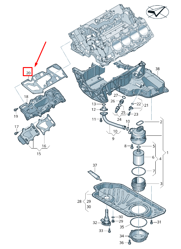 NEW AUDI Q7 4M ENGINE CARRIER PLATE SEAL 057117201C ORIGINAL