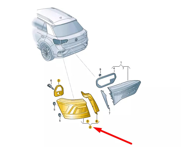 NEW VOLKSWAGEN T-ROC A11 REAR RIGHT OUTER LED TAILLIGHT 2GA945096C ORIGINAL