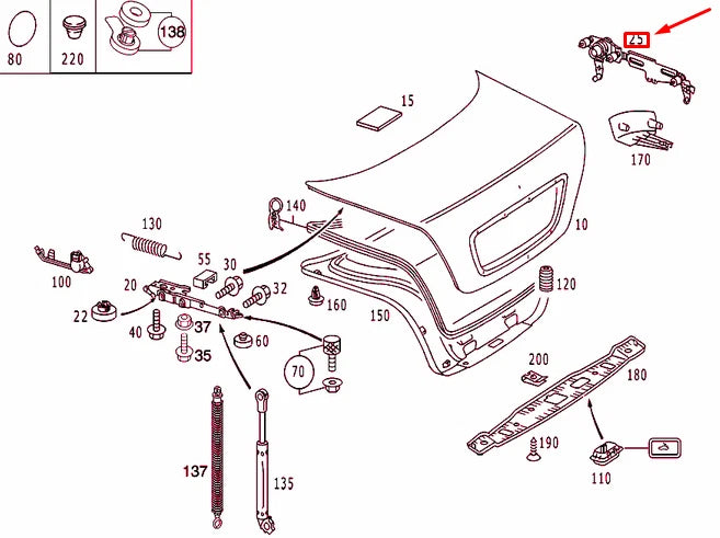 NEW MERCEDES-BENZ S W220 REAR LID RIGHT DRIVE UNIT A2207500060 ORIGINAL