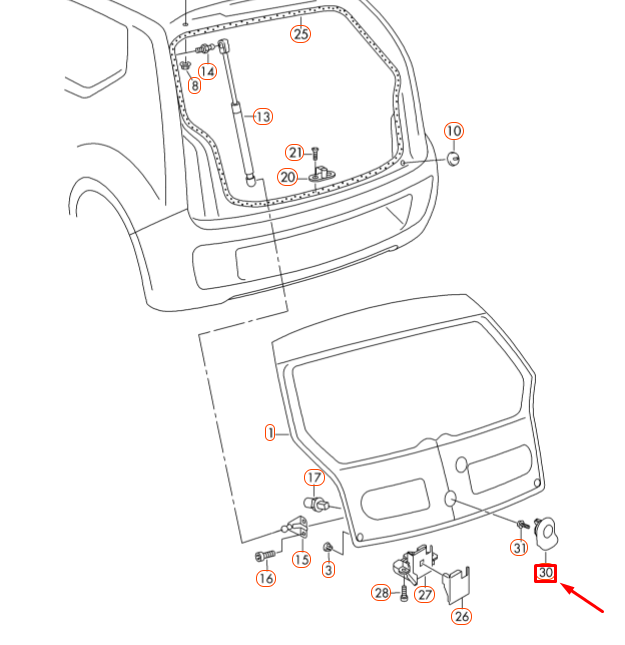 NEW VOLKSWAGEN UP REAR TRUNK LOCK WITH MICRO SWITCH 1S0827566A3FZ ORIGINAL