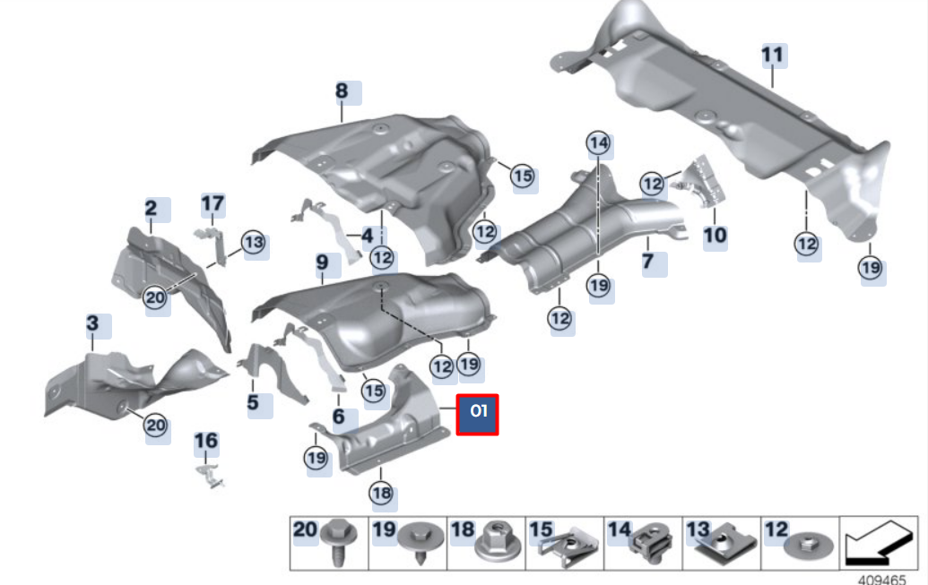 new bmw x6 f16 front right heat protection 51487185028 original