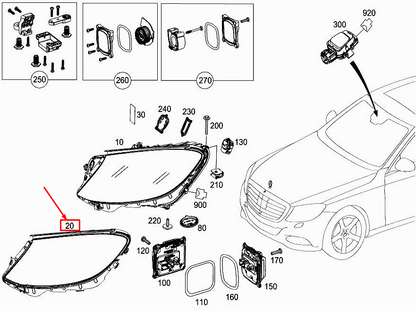 new mercedes-benz s w222 front right headlamp sealing frame a2228261200 original