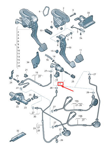 new vw cc 35 clutch master cylinder 3c0721388q original