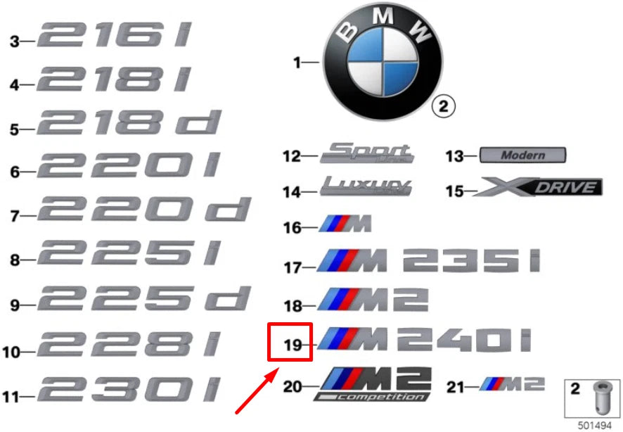 NEW BMW 2 COUPE F22, F87 DECK LID EMBLEM 8067074 51148067074 ORIGINAL